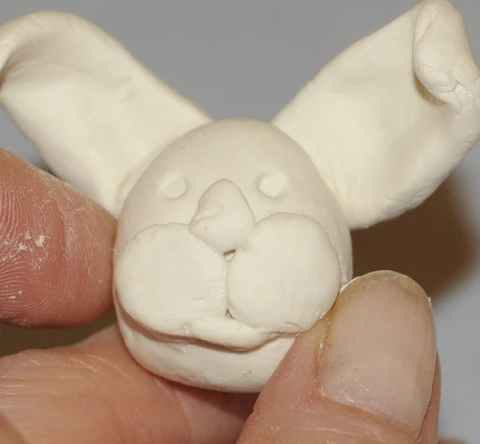 features of sculpture bunny rabbit with clay